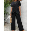 Women’s Elegant Drape Top and Wide Leg Trousers Set