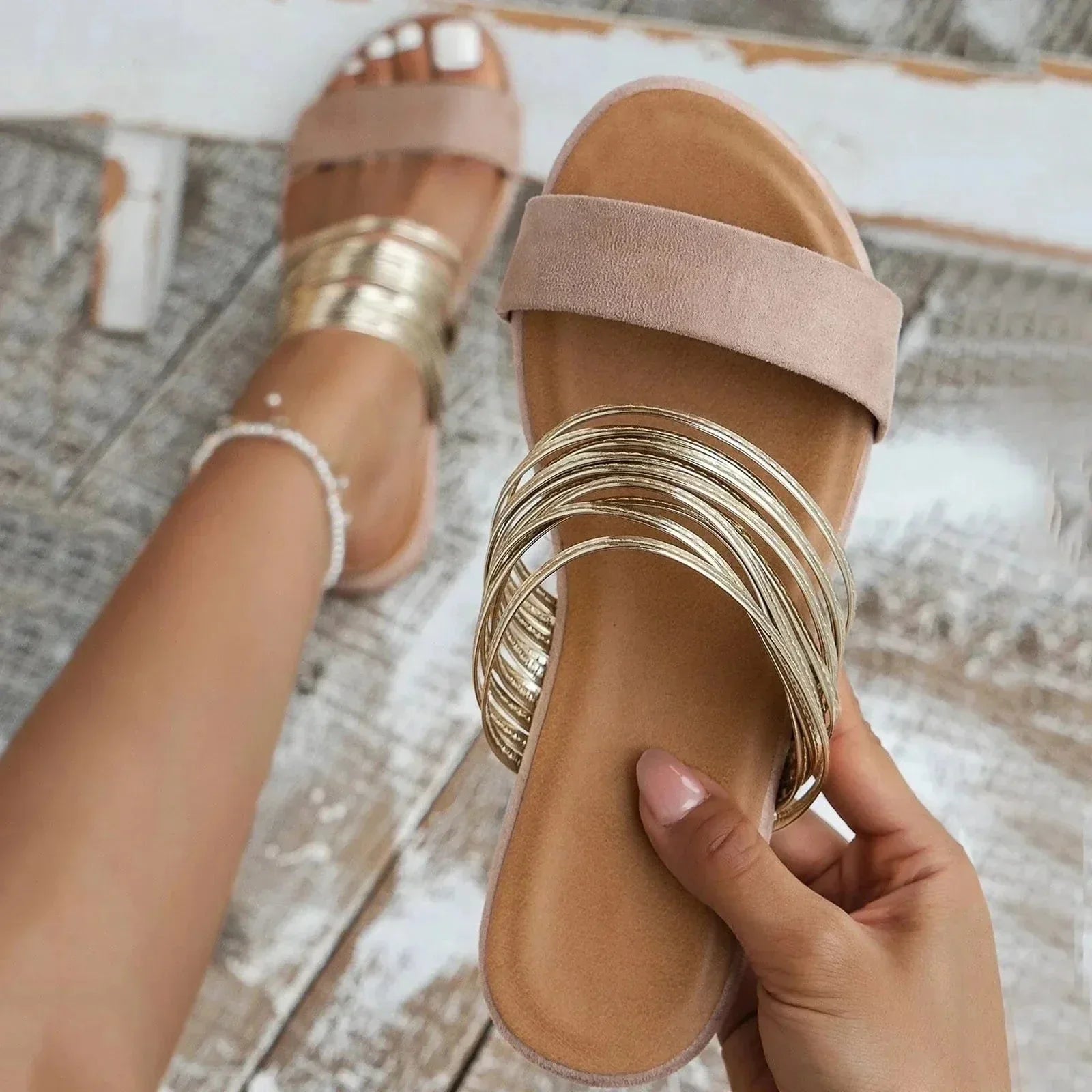 Women’s Orthopedic Slip-On Sandals with Lightweight Suede Finish