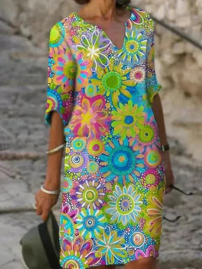 Women’s Floral Summer Midi Dress with Relaxed Fit and Lightweight Fabric