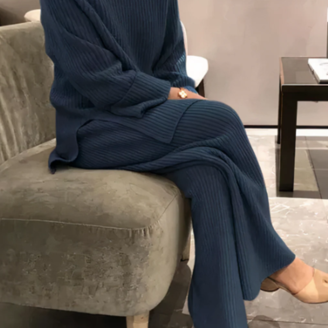 Women’s Two Piece Lounge Set with Knitted Jumper and Trousers