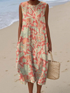 Women’s Floral Midi Dress with Relaxed Fit and Botanical Print