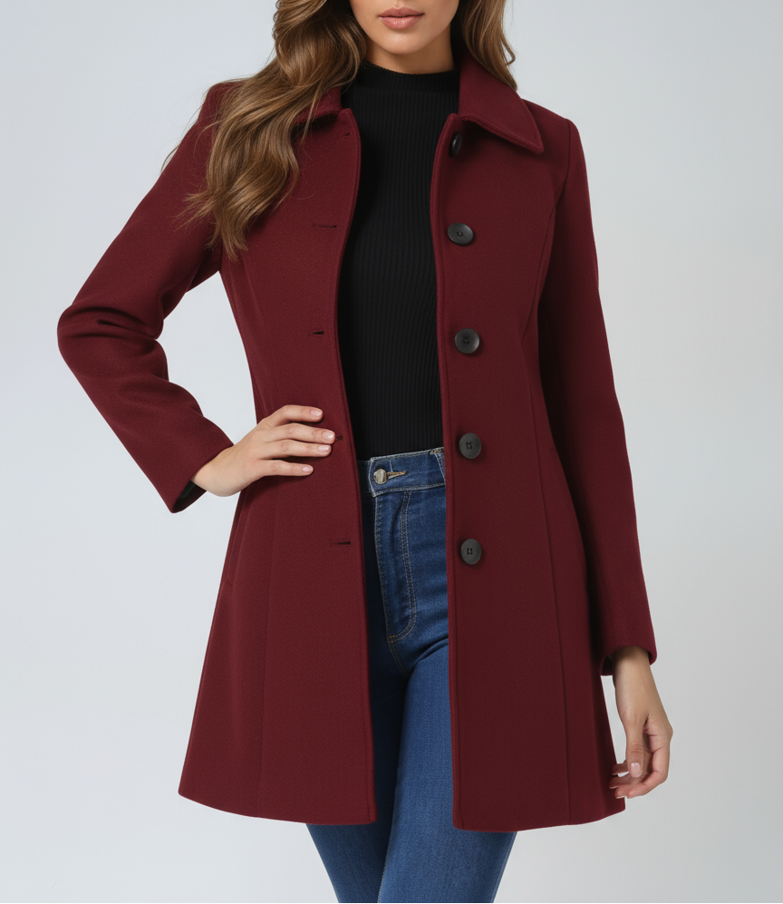 Women’s Tailored Single Breasted Coat with Wide Lapel