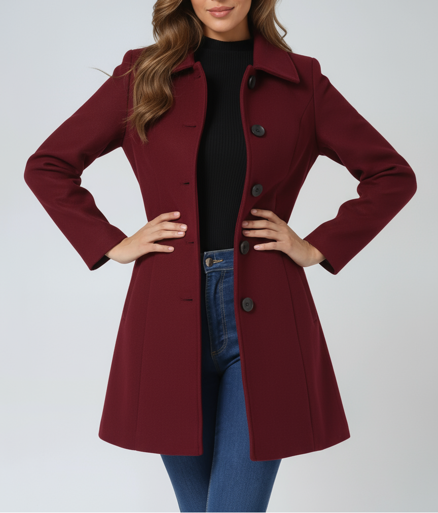 Women’s Tailored Single Breasted Coat with Wide Lapel
