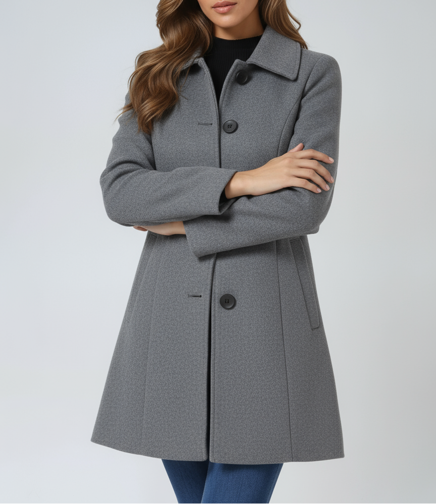 Women’s Tailored Single Breasted Coat with Wide Lapel