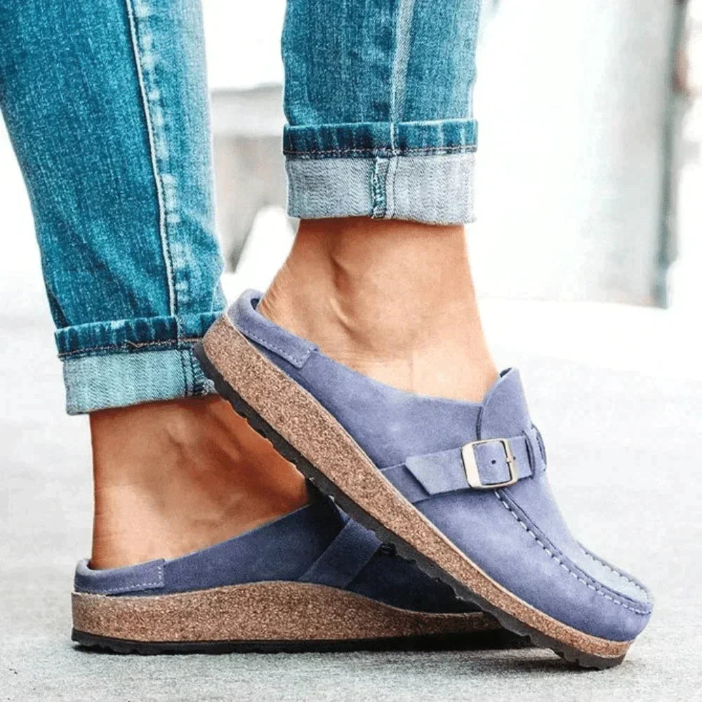 Women’s Soft Footbed Buckle Clogs with Closed Toe