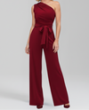 Sleeveless Asymmetric Neckline Wide Leg Jumpsuit with Waist Belt