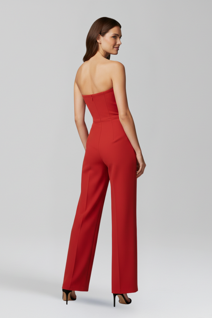 Sleeveless Halter Neck Wide Leg Jumpsuit with Defined Waist