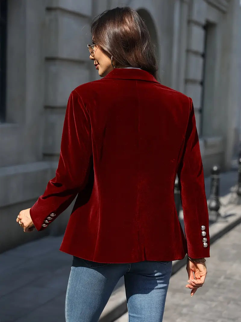 Women’s Velvet Tailored Blazer with Single Button
