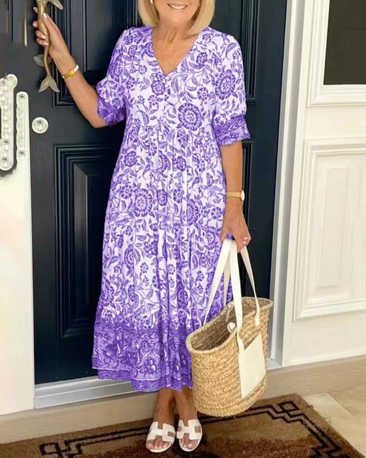 Women’s Floral V-Neck Summer Maxi Dress