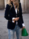 Women’s Velvet Tailored Blazer with Single Button