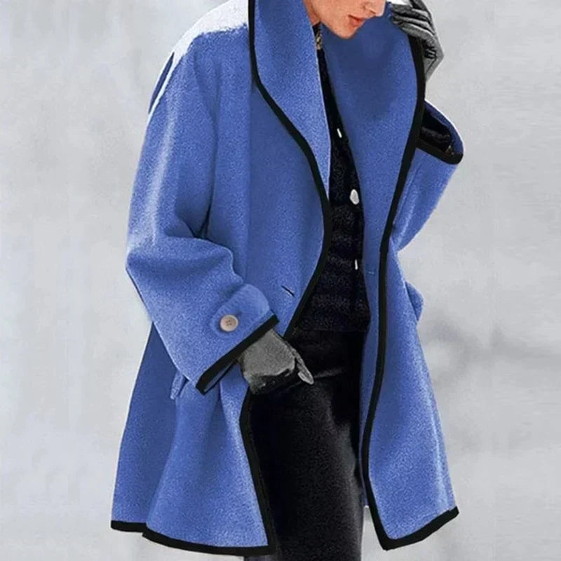 Women’s Merino Wool Blend Trench Coat with Double-Breasted Front