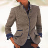 Women’s Collarless Button Front Blazer Jacket