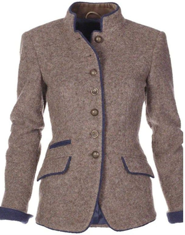 Women’s Collarless Button Front Blazer Jacket