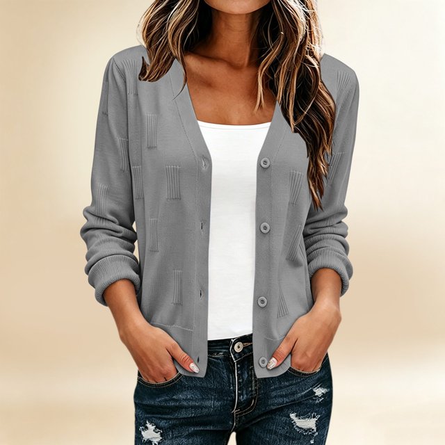 Women’s Striped V Neck Cropped Cardigan