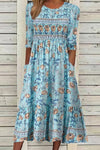 Women’s Casual Midi Dress with Round Neck and Relaxed Fit