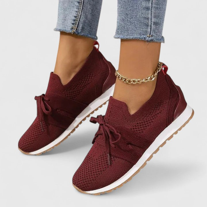 Women’s Knit Lace-Up Sneakers with Lightweight Comfort