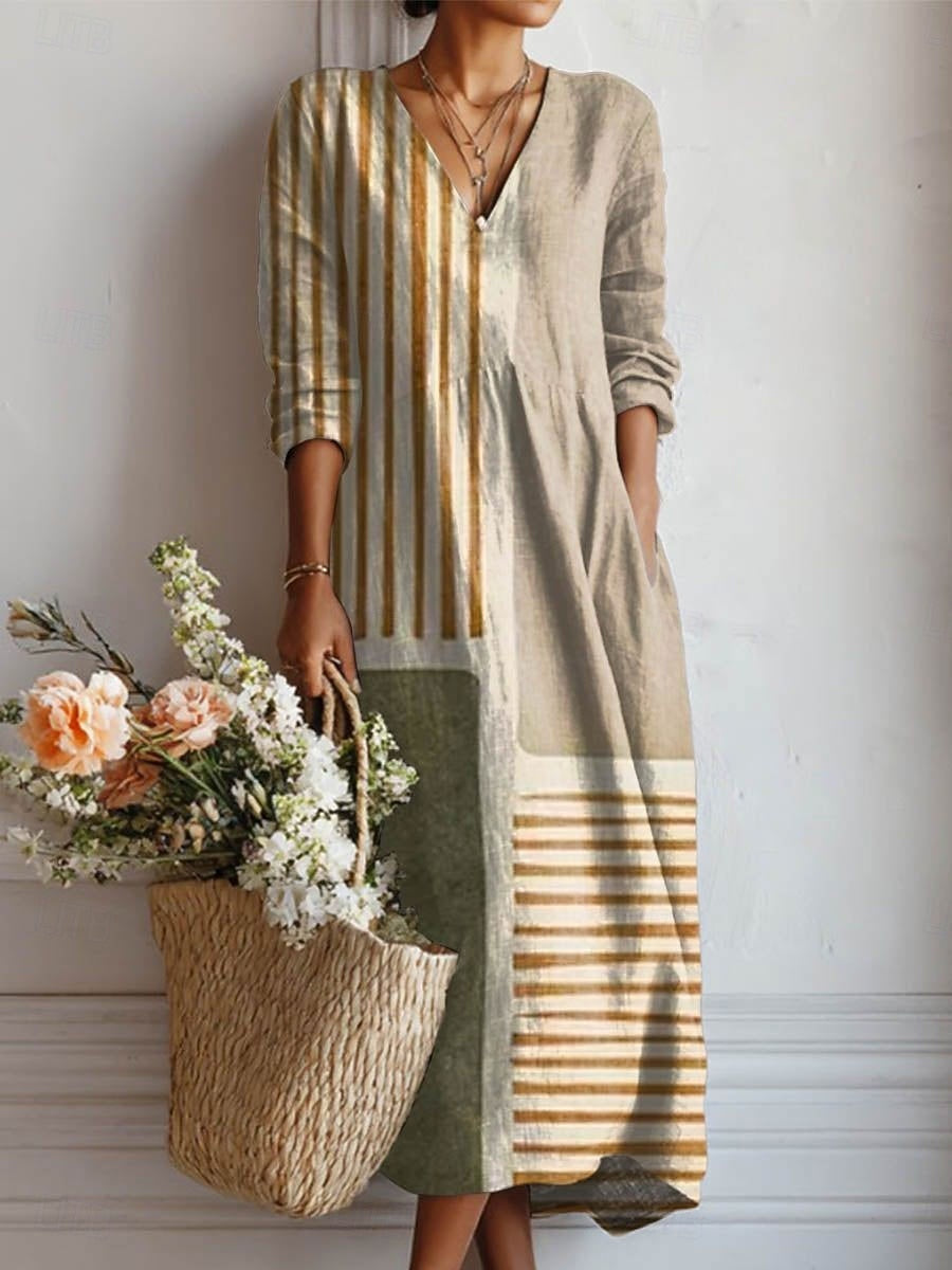 Women’s Maxi Comfort Dress with Relaxed Silhouette and Pockets