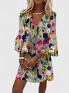 Women’s Floral Mini Dress with V Neckline and Relaxed Silhouette