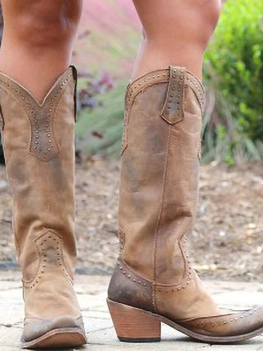 Women’s Studded Knee-High Cowboy Boots