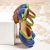 Women’s Mary Jane Flats with Ankle Strap and Color Block Design