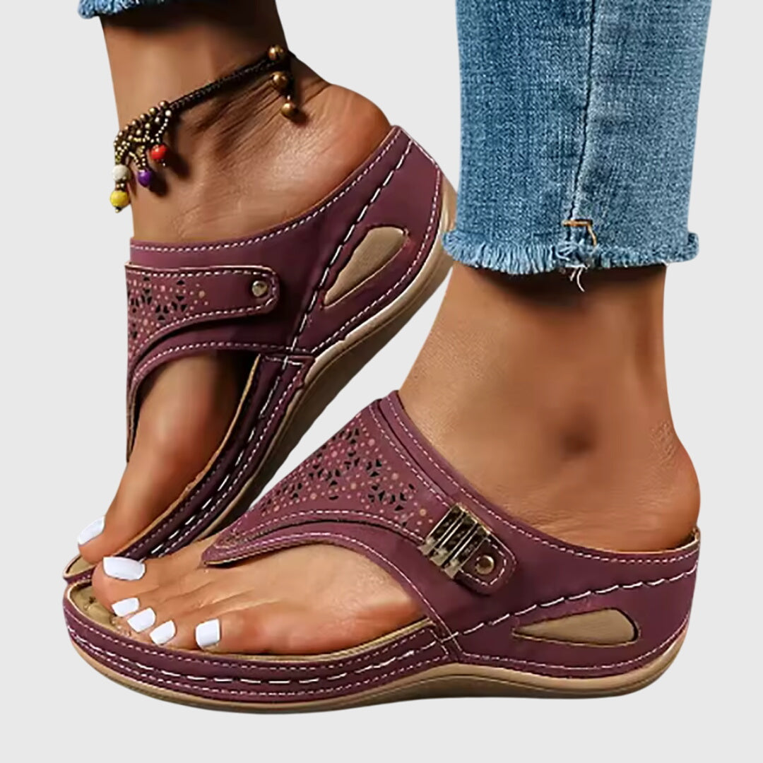 Women’s Platform Thong Sandals with Beaded Ankle Accent