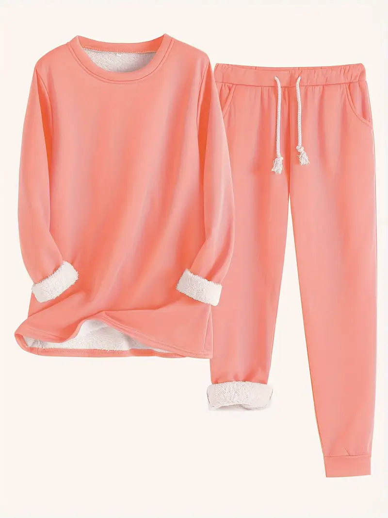 Women’s Two Piece Lounge Set with Soft Fleece Lining