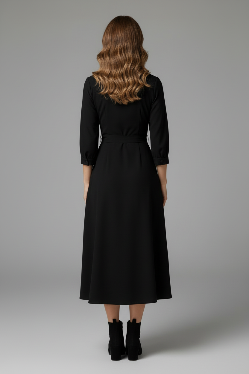 Tailored Blazer Dress with Double Breasted Front and Long Sleeves