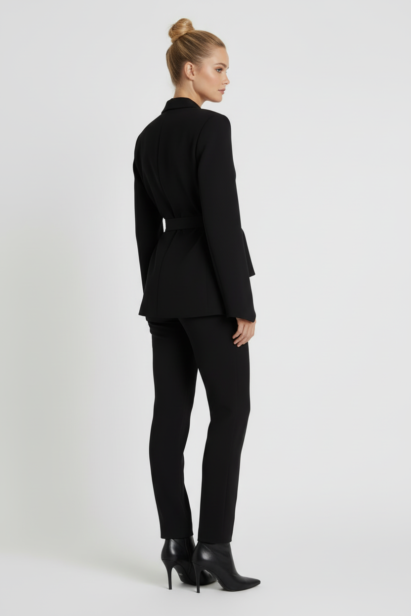 Women’s Blazer with Notched Lapel and Detachable Belt