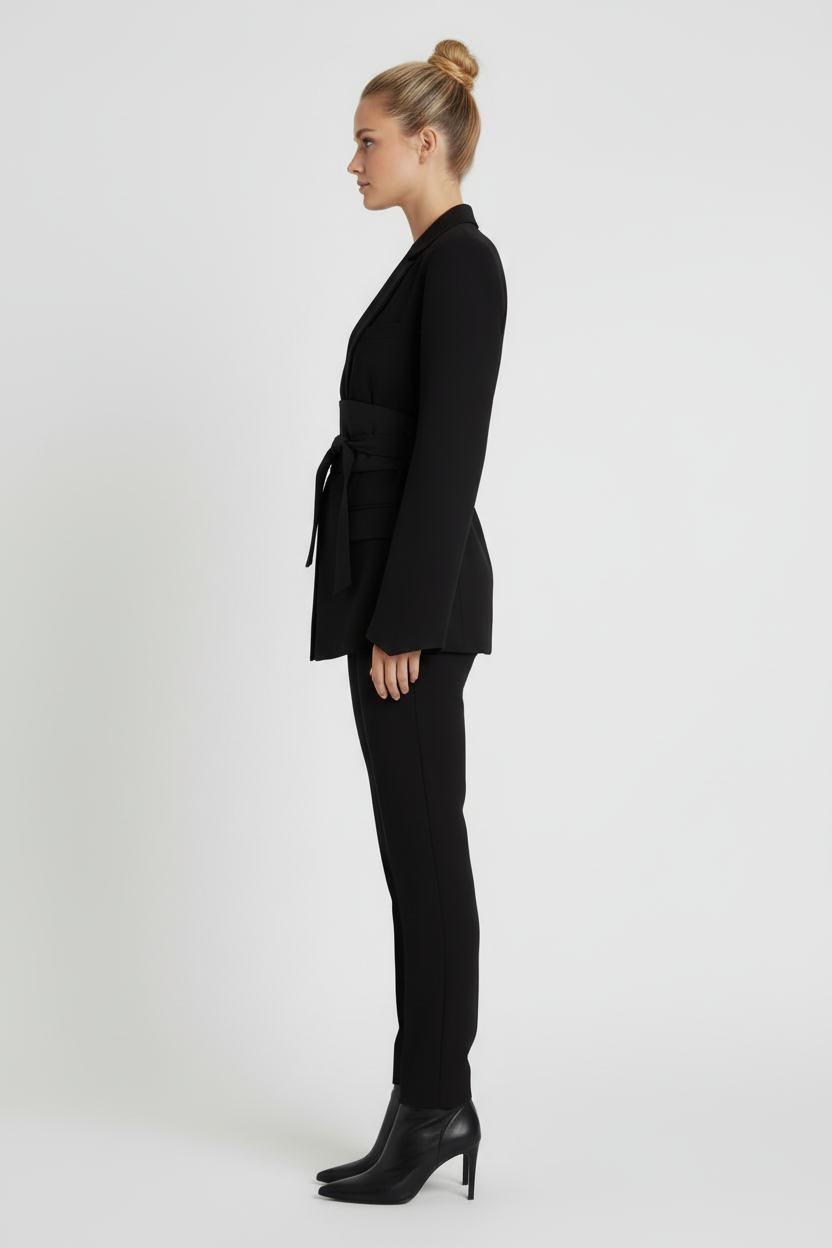 Women’s Blazer with Notched Lapel and Detachable Belt