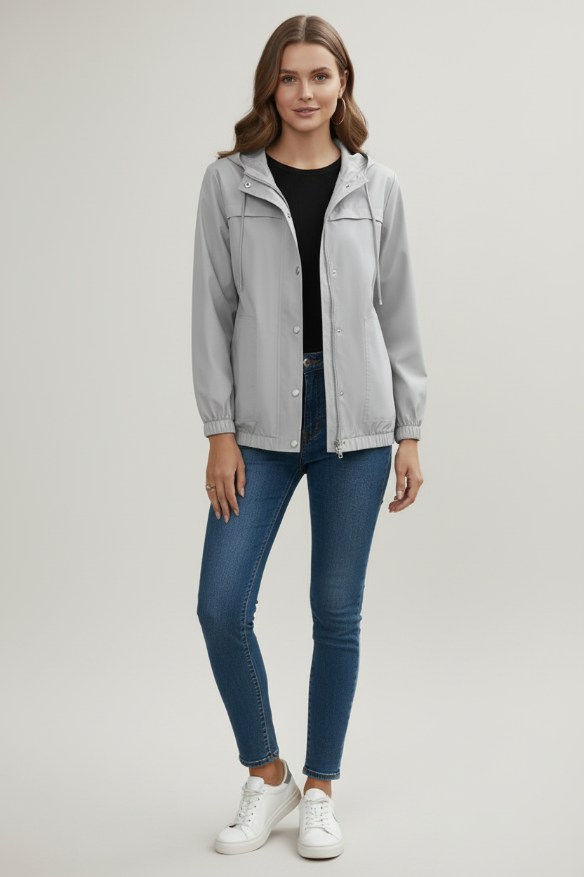 Kvindernes trench coat med hætte og regular fit