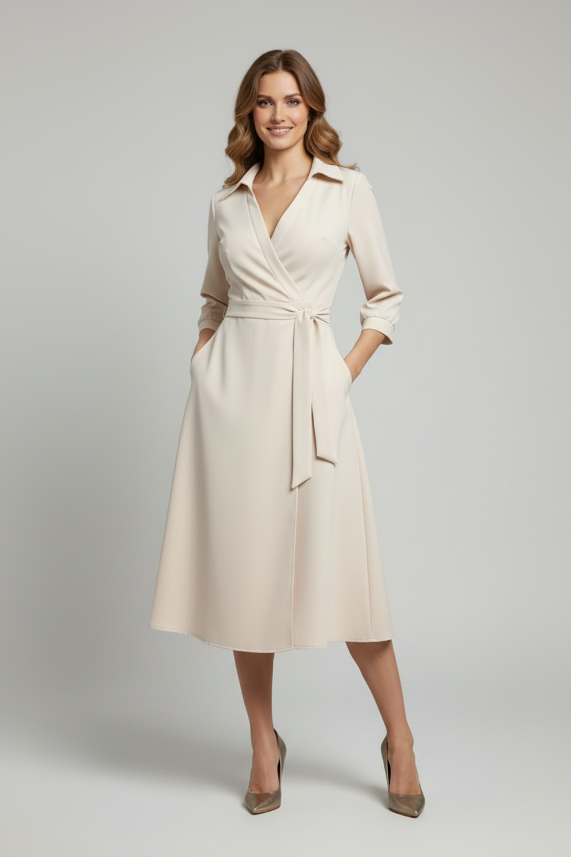 Tailored Blazer Dress with Double Breasted Front and Long Sleeves