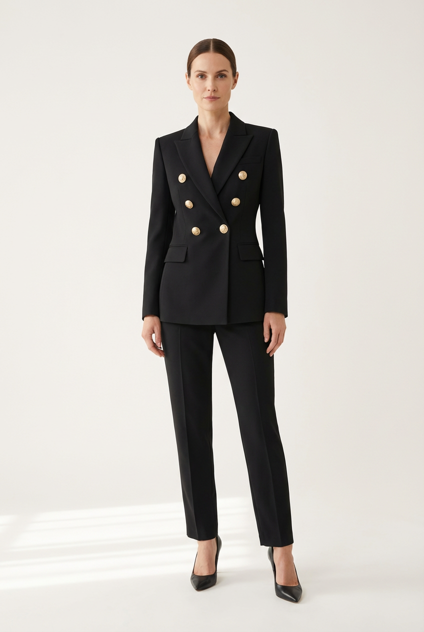 Womens Blazer with Gold Button Silhouette
