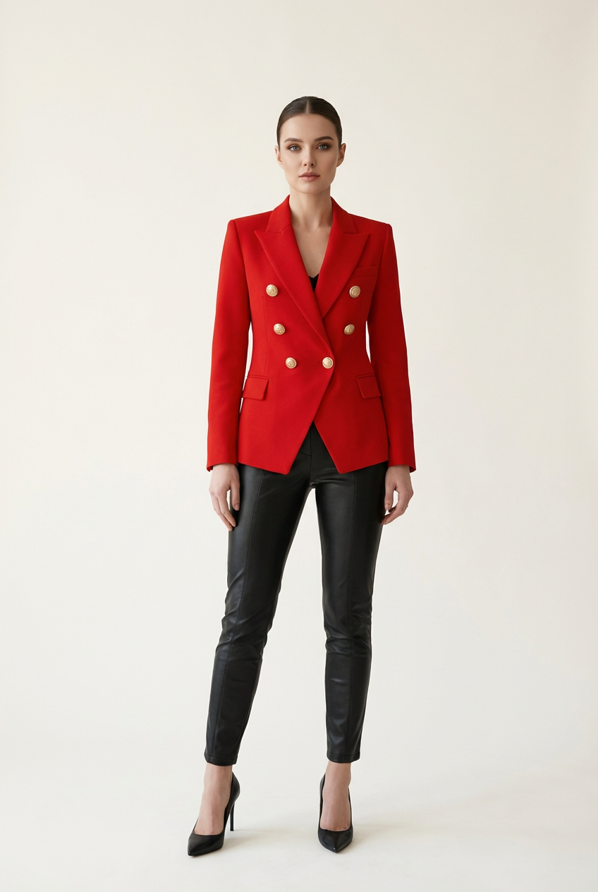 Womens Blazer with Gold Button Silhouette