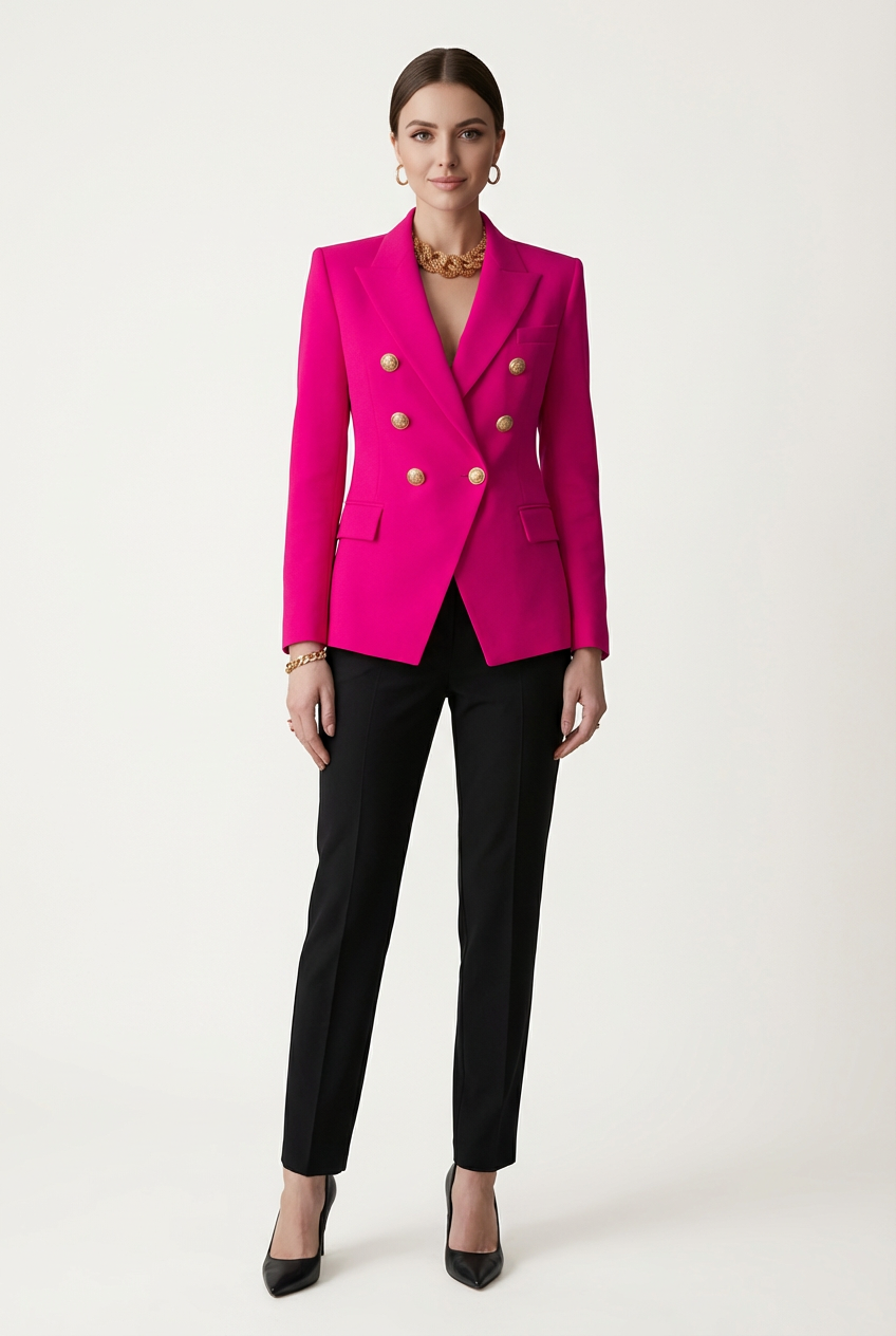 Womens Blazer with Gold Button Silhouette