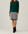 Short Dress with Long Sleeves and Patterned Hem