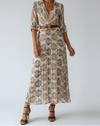 Patterned Maxi Dress with Elbow Length Sleeves