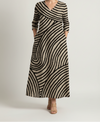 Vintage Striped Dress with V Neckline and Flowing Silhouette