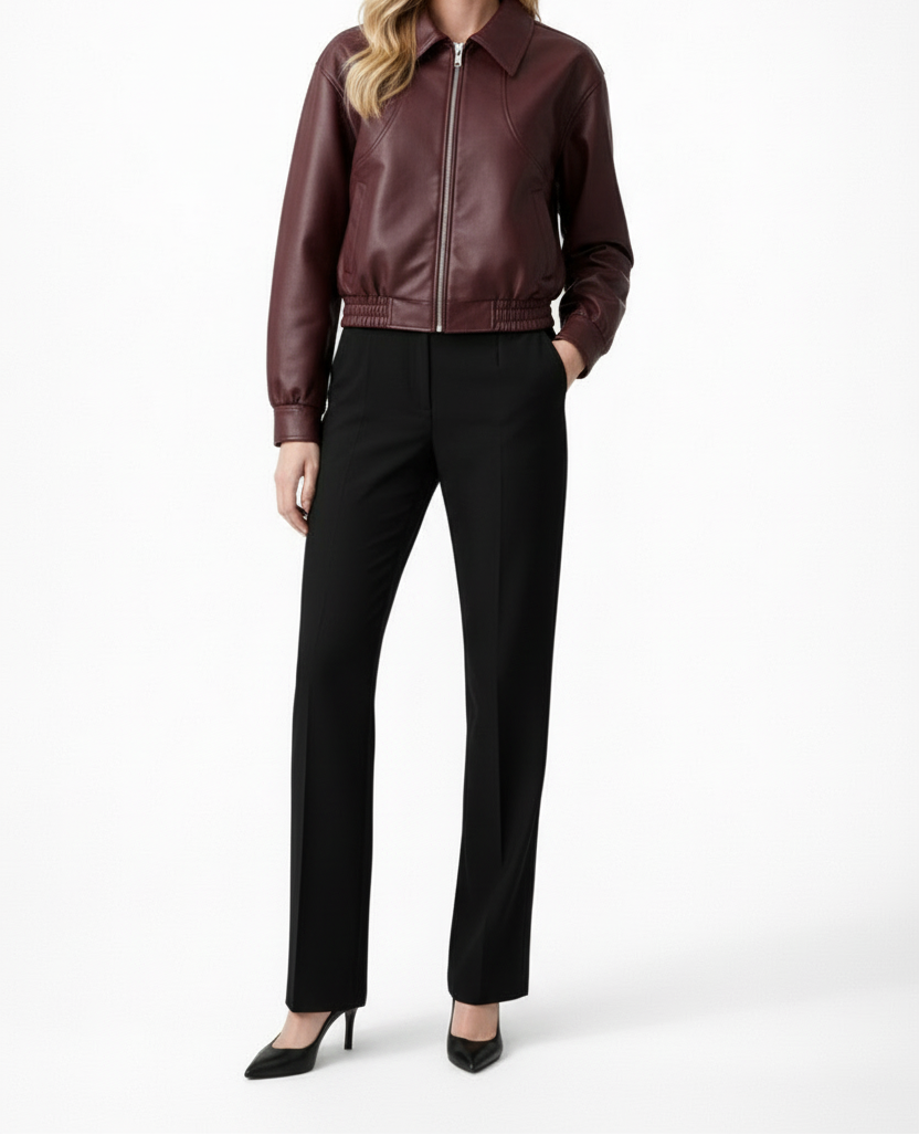 Women’s Bomber Jacket with Zip Front and Elasticated Finish