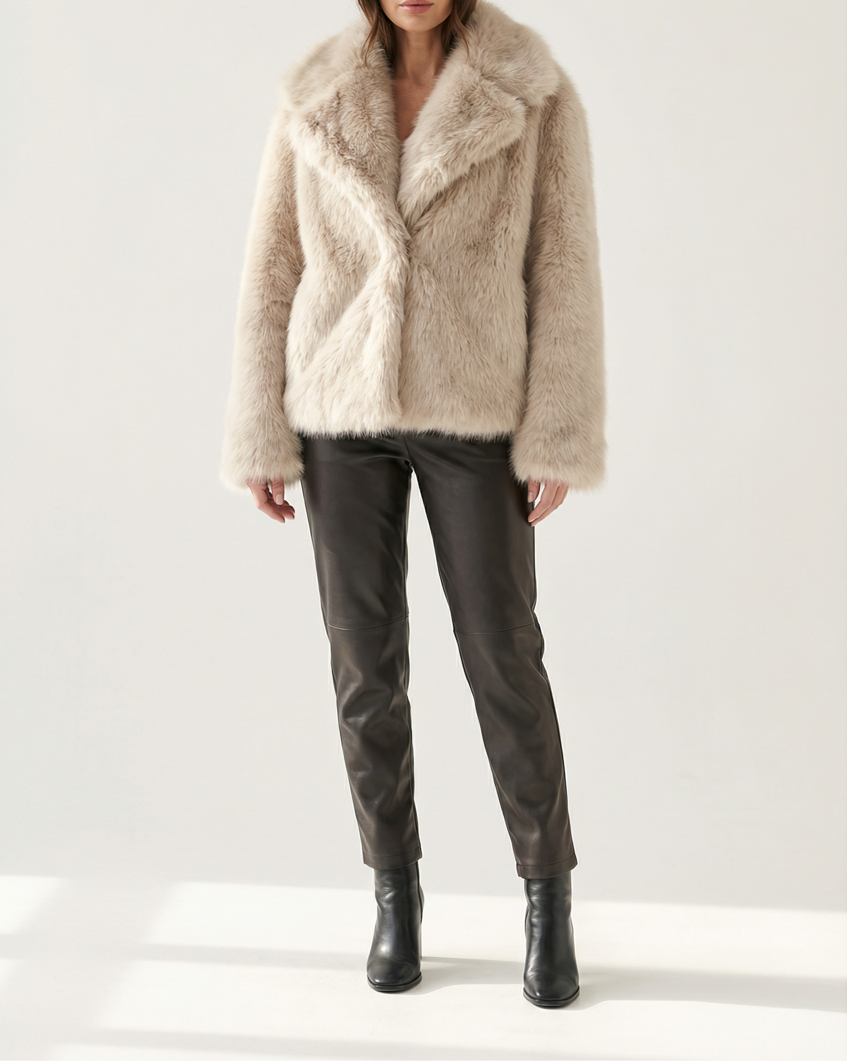 Womens Faux Fur Jacket with Plush Texture