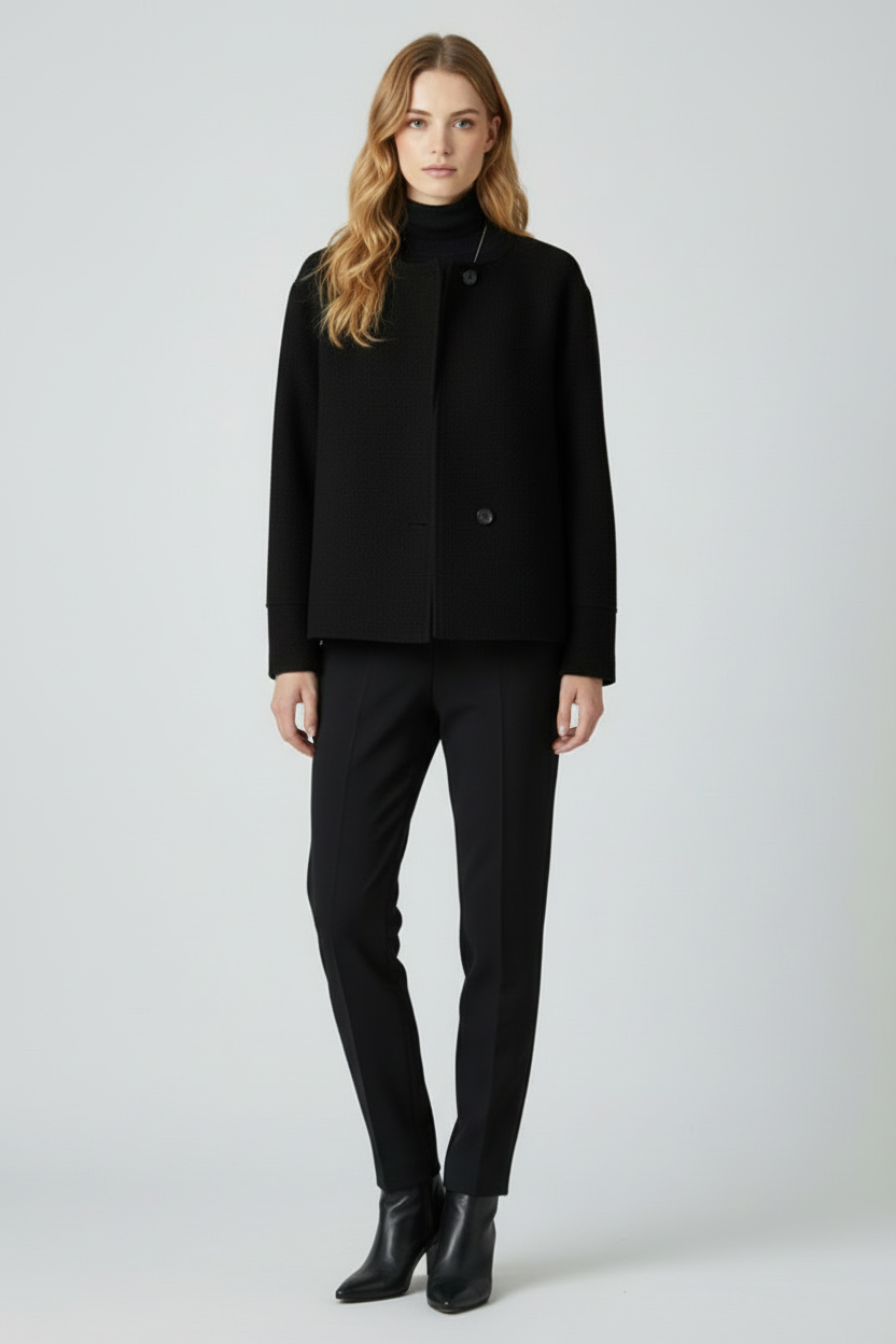 Women’s Jacket with Wide Collar and Button Front