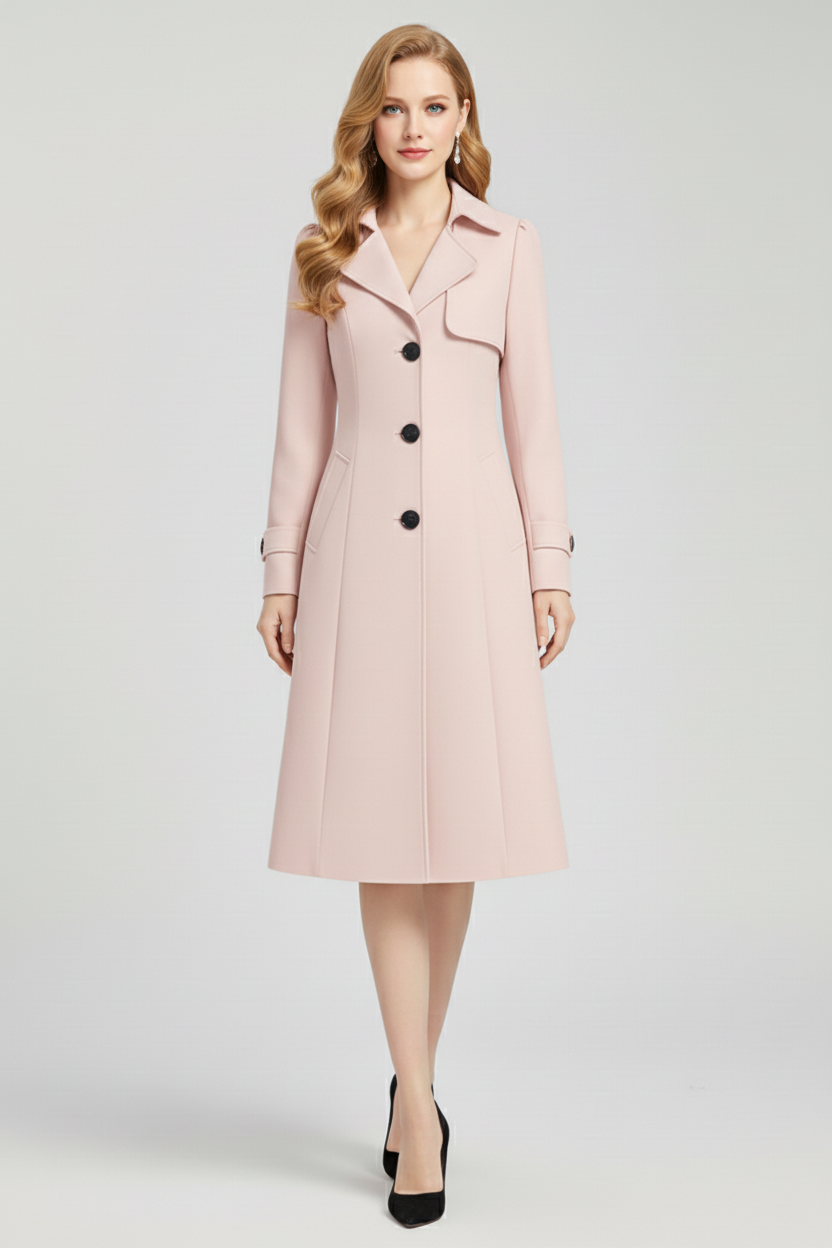 Kvindernes trench coat med notch lapel og knaplukning