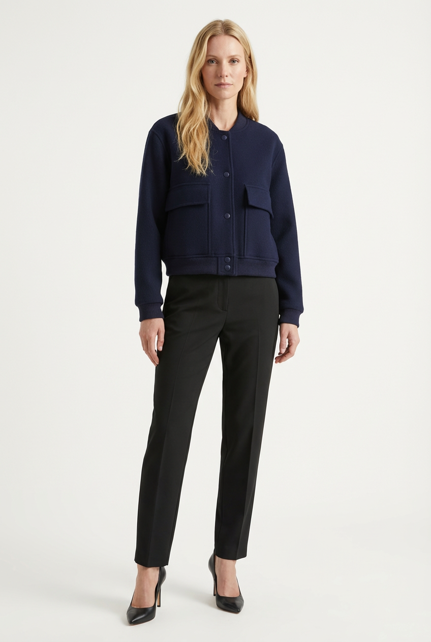 Structured Womens Sleeveless Jacket with Zip Front Fit