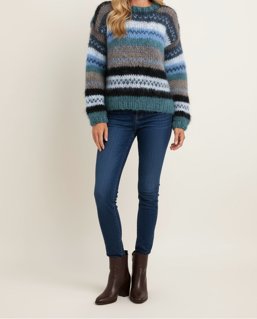 Striped Knit Sweater Women Timeless Style with Relaxed Fit