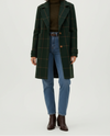 Mid Length Plaid Coat with Notch Lapels