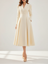 Long Sleeve Midi Dress with Lapel and Pockets