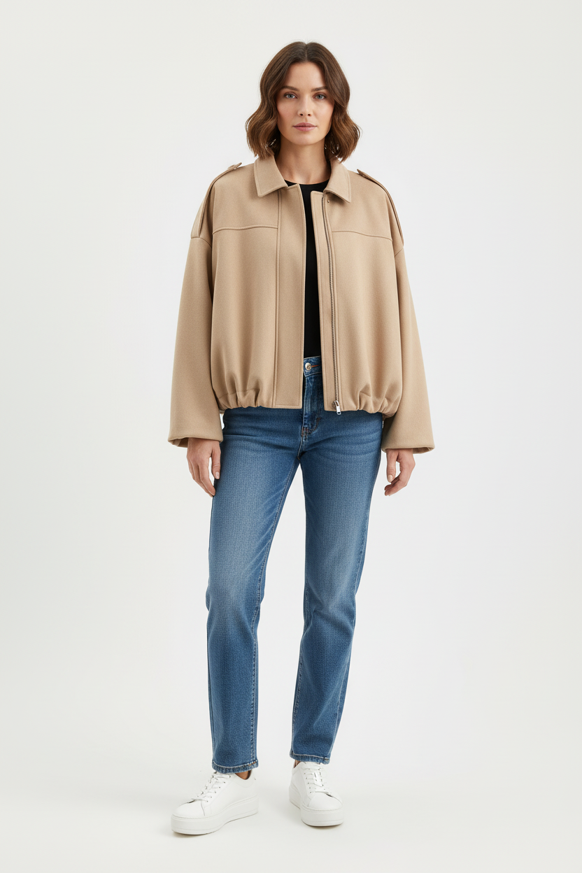 Oversized Jacket with Vintage Inspired Finish