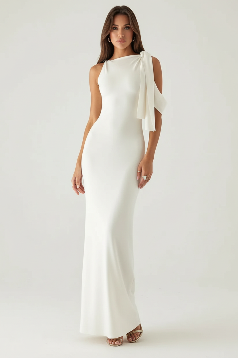 One Shoulder Sleeveless Maxi Dress