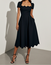 Scalloped Neckline Midi Dress with Refined Silhouette