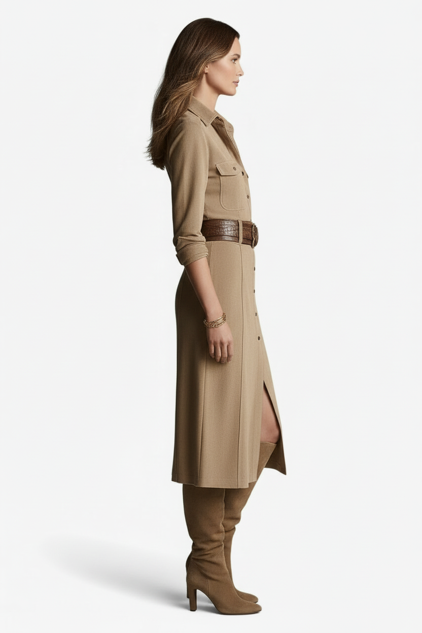 Elegant Feminin Kjole med Poleret Silhuet