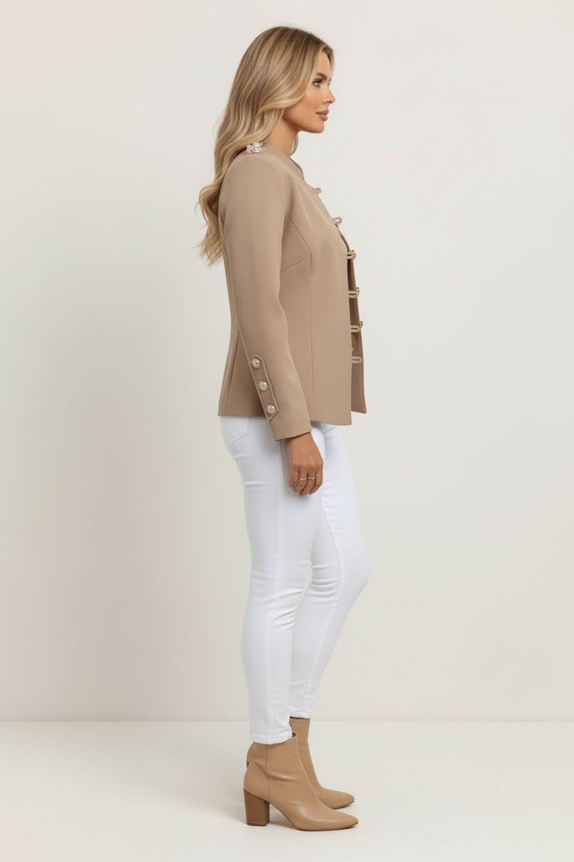 Women’s Short Jacket with Button Front and Side Pockets